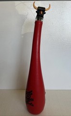 VTG RED WINE BOTTLE-Botella Torcida Sangria Bulls Head & Bull Fighter W/Chain