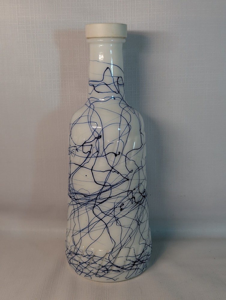 Vtg Hazel Atlas Wine Bottle Cobalt Blue Drizzle Milk Glass Welch&rsquo;s MCM Bar 50s