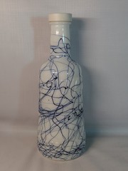 Vtg Hazel Atlas Wine Bottle Cobalt Blue Drizzle Milk Glass Welch&rsquo;s MCM Bar 50s