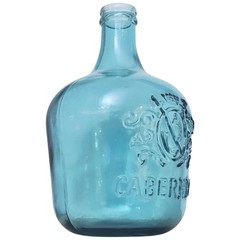 Vidrios San Miguel 17” Glass CABERNET Bottle Wine Jug Vase Aqua BLUE Recycled