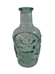 Green Tinted Glass Bottles Lot – Embossed Fruit & Grape Decor 8in & 12in