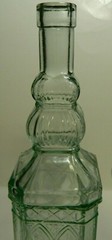 Vintage (2) Embossed Aqua Green Glass Ewer / Decanters 11.75&Prime; (Pinord) Excellent