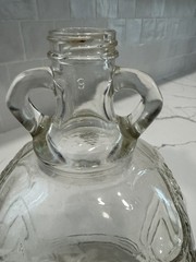 ANTIQUE GLASS WINE JUG GRAPE EMBOSSED ONE GALLON ART DECO BY BALL GLASS WITH CAP