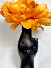 Happy Cat Riesling Matte Black Wine Bottle EMPTY Halloween Cat Decor