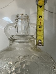 ANTIQUE GLASS WINE JUG GRAPE EMBOSSED ONE GALLON ART DECO BY BALL GLASS WITH CAP