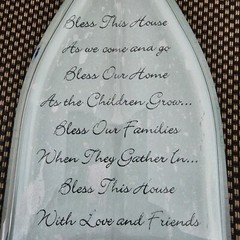 Flat Green Glass Wine Bottle With Quote / Prayer | Pressed / Melted | Wall Art