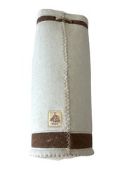 HENRU Felt Bottle Holder White Brown Green Embroidered Knot Design