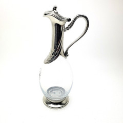 Rare Crystal & Pewter Wine Decanter Le Maison de L&rsquo;Etain Hand Blown Italy 1L