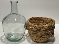Vintage Wicker Wrapped 10.75&Prime; Demijohn Glass Wine Bottle