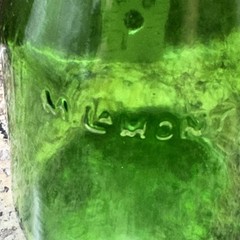 Vintage M LAMONT VINEYARDS 2/5 Pint Green Glass Empty Wine Cruets Bottles.