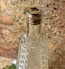 VINTAGE MILANO, ITALY WINE OR OLIVE OIL BOTTLE W/OLD CORK-CLEAR GLASS-COLLECTOR