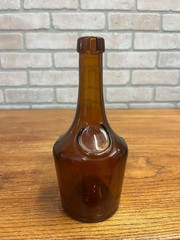 Antique Benedictine Wine Bottle Amber Brown Embossed Glass Bottle