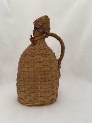 Quinta Lisbon Wine Portugal Vintage 1947 Wicker Wrapped Empty Glass Bottle