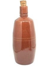 1970s J.M. Da Fonseca Portugal Stoneware Brownware Pottery Empty Bottle w/Cork