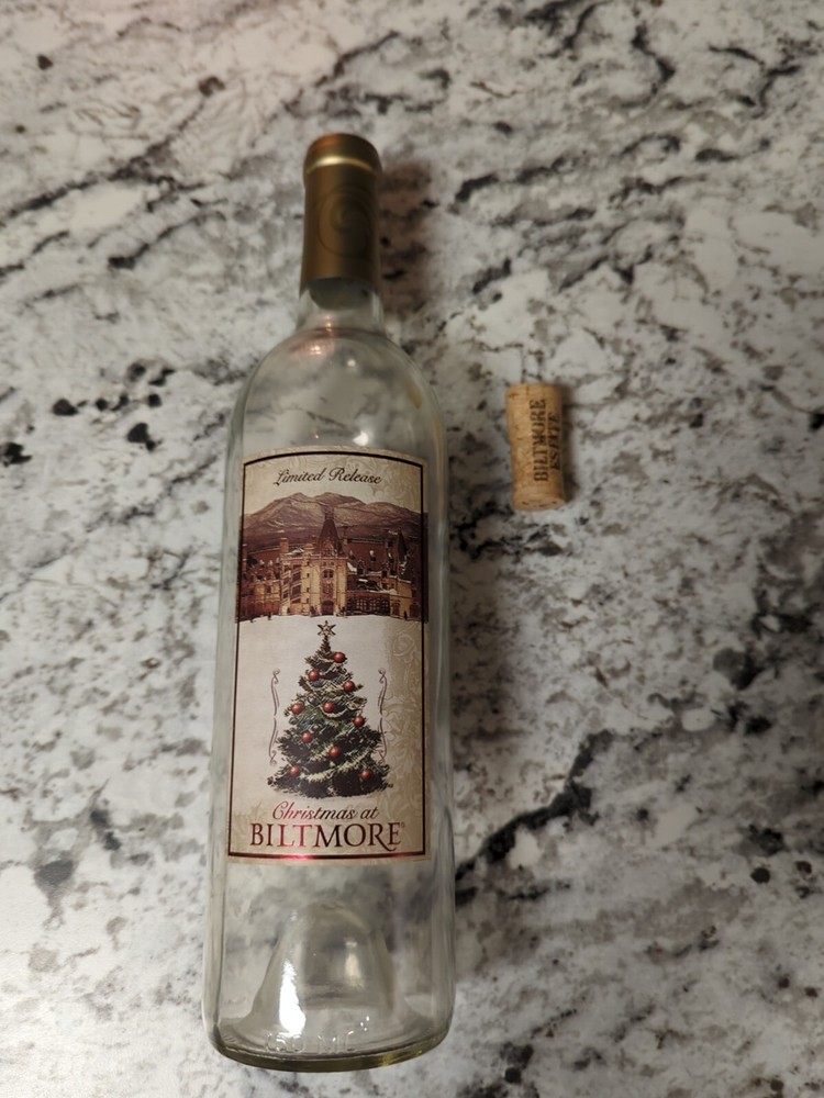 Biltmore Estate Christmas Wine Bottle EMPTY With Cork White Wine 12&Prime; 2011