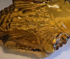 Lg Vintage Amber Glass Italian Fish Wine Decanter Bottle 15&Prime;