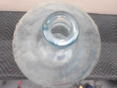 VINTAGE EMBOSSED HEAVY BLUE GLASS 5 GALLON WINE -WATER BOTTLE 19 x 10 in -XX 8 B