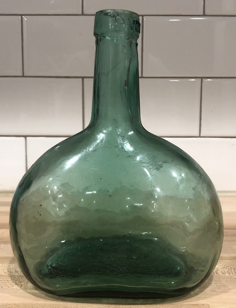 Vintage Green Aqua Demijohn Wine Jug Viresa Glass Decoration MCM boho Oval