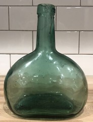 Vintage Green Aqua Demijohn Wine Jug Viresa Glass Decoration MCM boho Oval