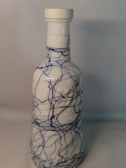 Vtg Hazel Atlas Wine Bottle Cobalt Blue Drizzle Milk Glass Welch&rsquo;s MCM Bar 50s