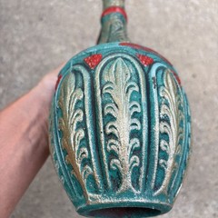 Vintage Medea Ceramic Turquoise Wine Bottle Decanter Jug Boho MCM Table Decor
