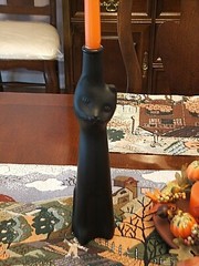 Halloween Black Cat EMPTY Wine Bottle MOSEL Rieslng 500ml Bottle13&Prime; CANDLEHOLDER