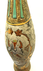 Vintage Italian Clay Ceramic Wine Bottle Titulus 24k Accents Italy No Cork