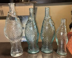 Vintage 1970’s Set Of 4 Pescevino Fish Shaped Wine Bottles From Italy