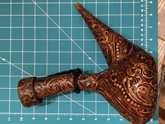 VTG Spanish Wine Decanter Tooled Leather Glass W/ Chain & Cork 10×9 MCM 1970s