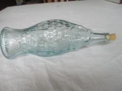 Fish Shaped Clear Light Blue Green Glass Italian Bottle13&Prime; Tall Empty Clean!