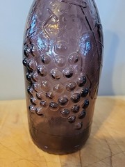 Vintage Mallorca Morey Distilleries Amethyst Glass Wine Bottle w/ Grape Design