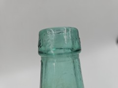 Antique 1860 Green 12&Prime; Wine Jug Valencia Glass Bottle Carbon Demijohn
