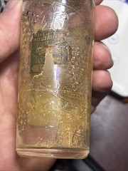 Meier’s Mini 3 Oz Wine Bottle Ohio Sauterne With Paper Label And Embossed Grapes