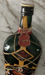 Vintage Lagosta Green Glass, Empty Wine Bottle W/ OG Rattan, Excellent Condition