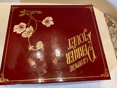 Perrier Jouet Champagne 1985 Empty Bottle Box Set w/2 Hand Painted Glass Flutes
