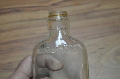 Vintage 1/2 pint Clear Glass Wine ? Bottle, Screw top, No Label. see Picture