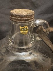 Vintage Owens Illinois Glass Wine Jug Strap Cap PA Seal Grapes Half Gal
