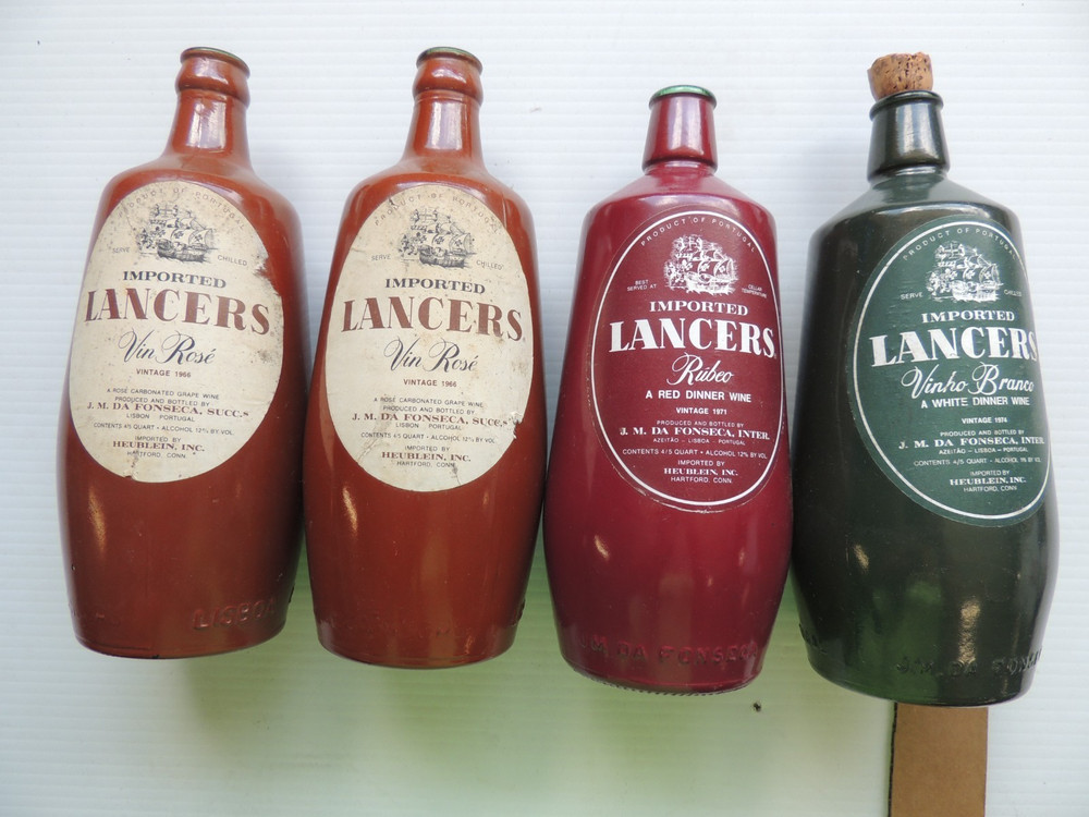 Vintage Imported Lancers Bottles Empty Set Of (4)