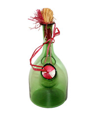 Princess House Green Glass Wine Bottle Ice Chamber Cooler Straw Stoppers Italy