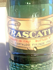 GREEN BOTTLE FRASCATI ITALIAN WINE EMPTY NAUTICAL ROPE DESIGN 1962
