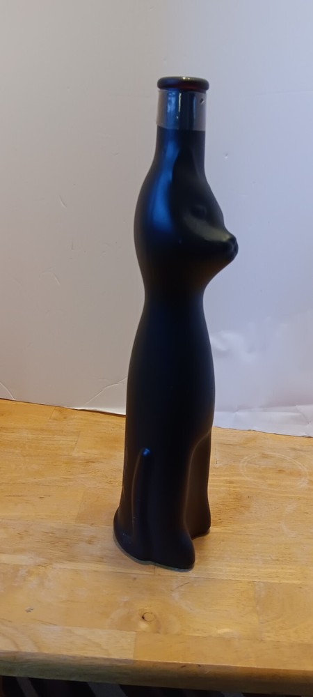 2012 Mosel Riesling Black Matte Cat Empty Wine Bottle 13 Inches Decor