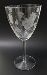 Vintage Wine Toscany Etched Crystal Glasses X3