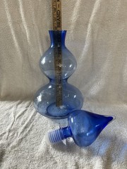 Vintage Blue Mid Century Beehive Bubble Pier One Glass Decanter W Flame Stopper