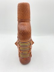 Liquor Bottle Decanter Jug Art Face Handcrafted Leather Look Double sided Sun