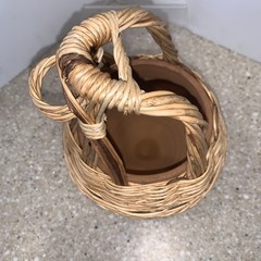 VINTAGE WICKER Demi John & WINE BOTTLE HOLDER ?LOT 3
