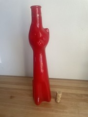 Happy Cat Matte Red Glass Mosel Reisling Rheinhessen Germany Wine Bottle 13”