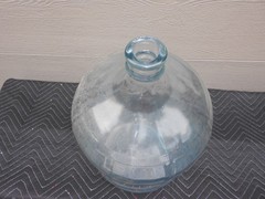 VINTAGE EMBOSSED HEAVY BLUE GLASS 5 GALLON WINE -WATER BOTTLE 19 x 10 in -XX 8 B