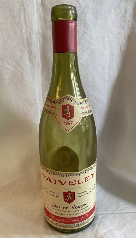 Vintage Faiveley Burgundy Cote-D’Or France 1967-No Cork, Empty Bottle (WC9)
