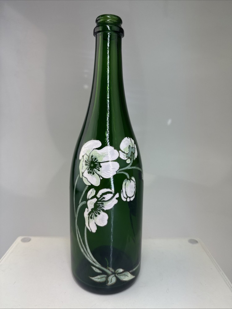 Perrier Jouet Champagne Bottle Hand Painted Flowers -Empty Bottle – No Label