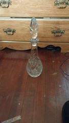 Vintage Cut Glass Crystal Wine Decenter Clear Crystal 3 Rose Around Wine Bottle
